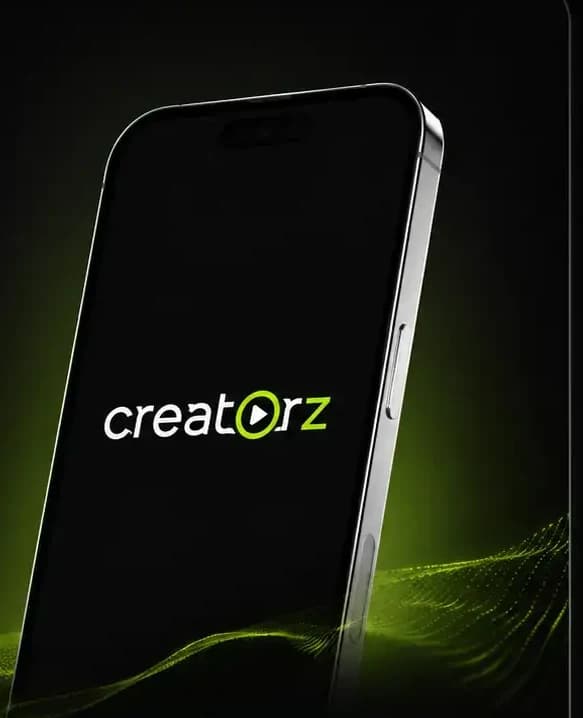 A Creatorz mobil app egy iPhone kijelzőjén